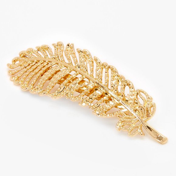 Claire's Accessories - SOLD - 🎄 Gold Palm Leaf Hair Barrette